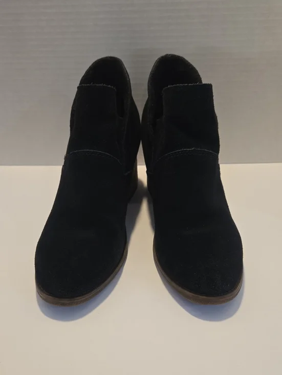 Dressy BearPaw Black Suede Slip-On Ankle Boots With Block Heal