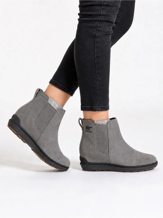 SOREL Evie II Chelsea Waterproof Suede Ankle Boots Gray Size 6.5