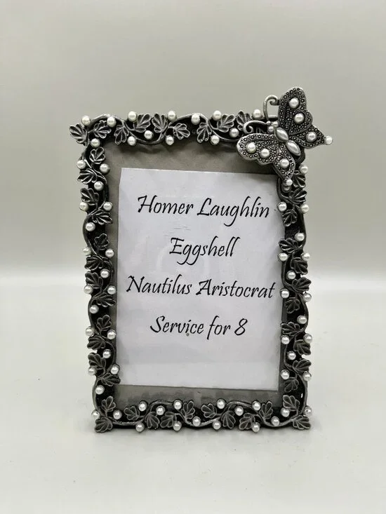Sicura Italian Designs Butterfly Pearl 4x6 Photo Frame Silver Tone Cottagecore