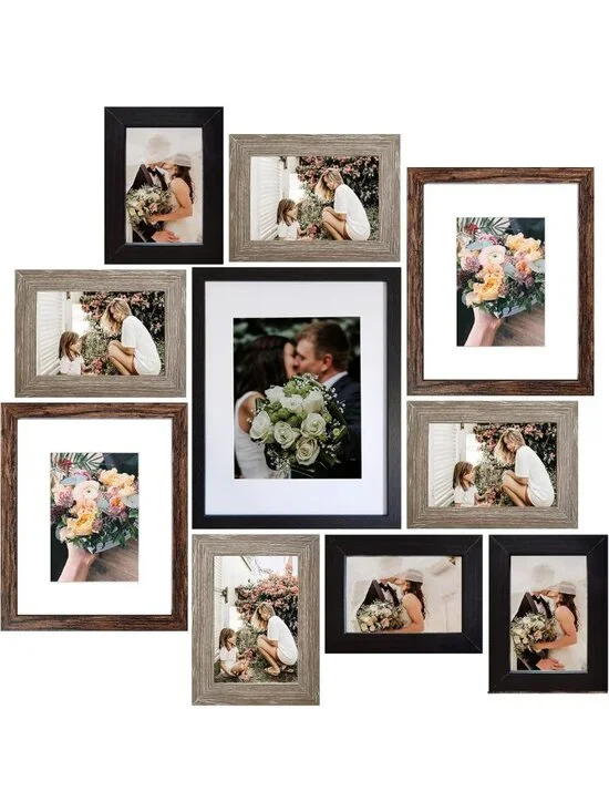 Gallery Wall Frame Set - 10 Collage Picture Frames in 11x14, 8x10, 5x7, 4x6