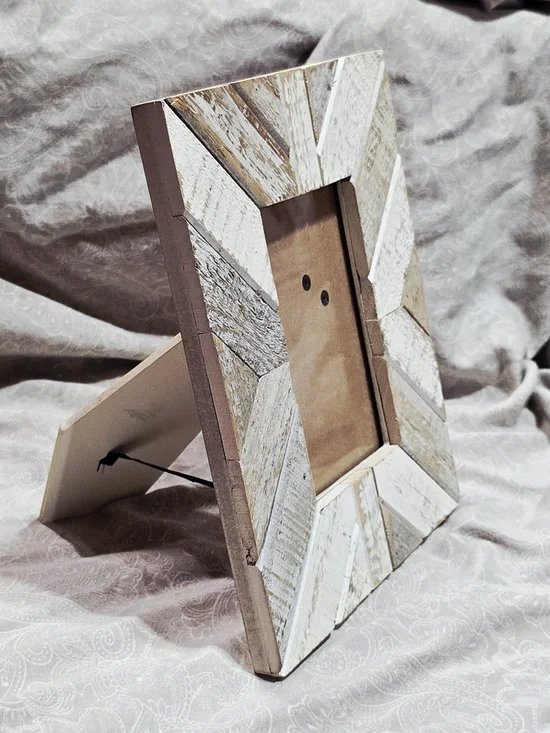 Rustic Whitewashed Chevron Wood 4x6 Picture Frame Cottagecore Farmhouse coastal