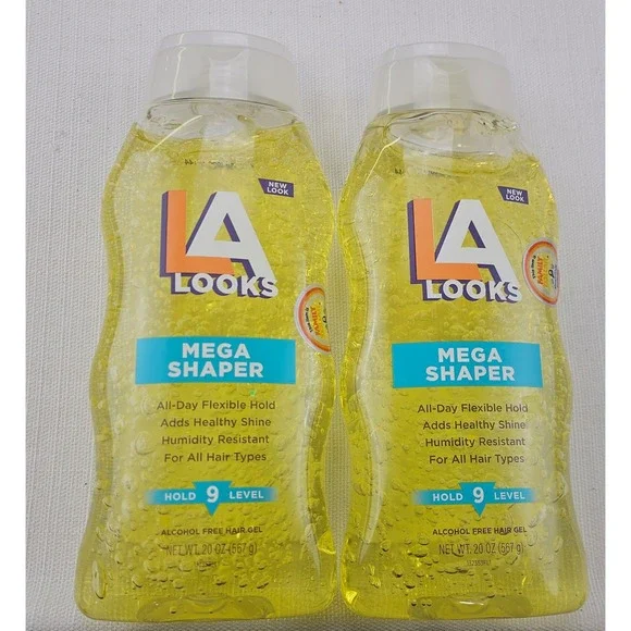 LA Looks Mega Shaper Alcohol Free Hair Gel Hold Level 9 All Hair Types 20 oz x 2