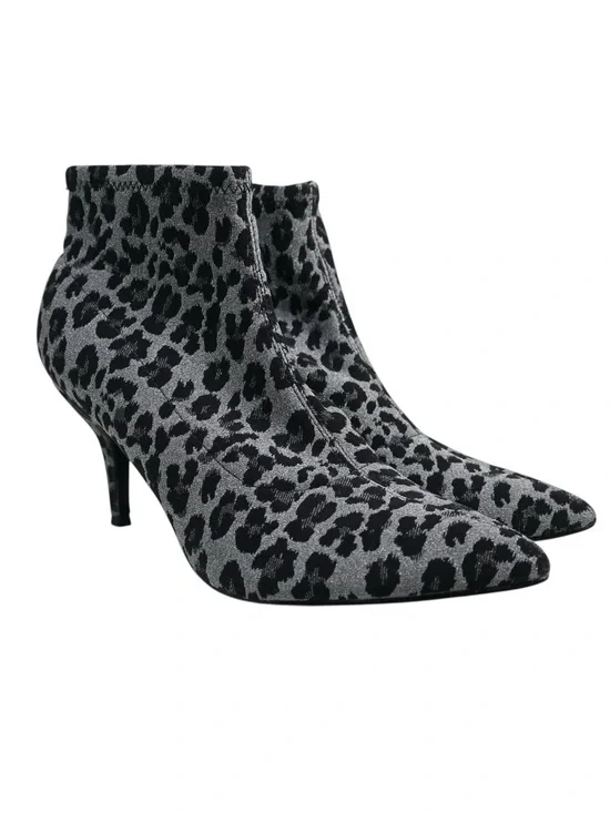 Nine West Women's 9 Pearce 2 Animal Print Stiletto Heel Pointy Toe Bootie