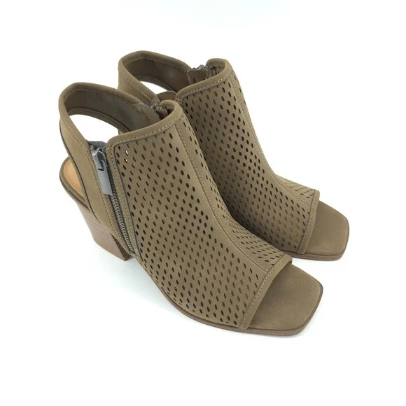 indigo rd. Womens ZENEVA Bootie Taupe Size 8M Perforated Block Heel