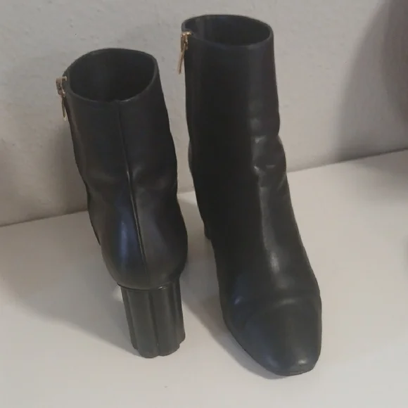 Salvatore Ferragamo Black Ankle‎ Booties with Gold Zipper