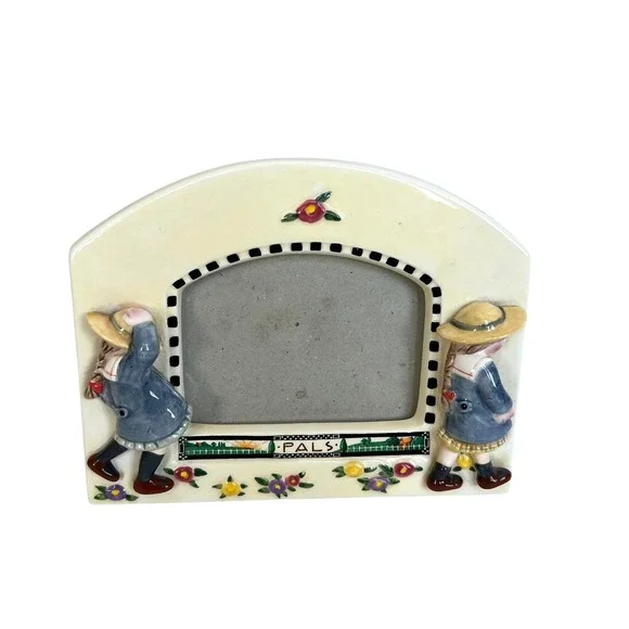Vtg Mary Engelbreit Pals Ceramic Photo Frame 1994 Michel & Co Cottagecore Cute