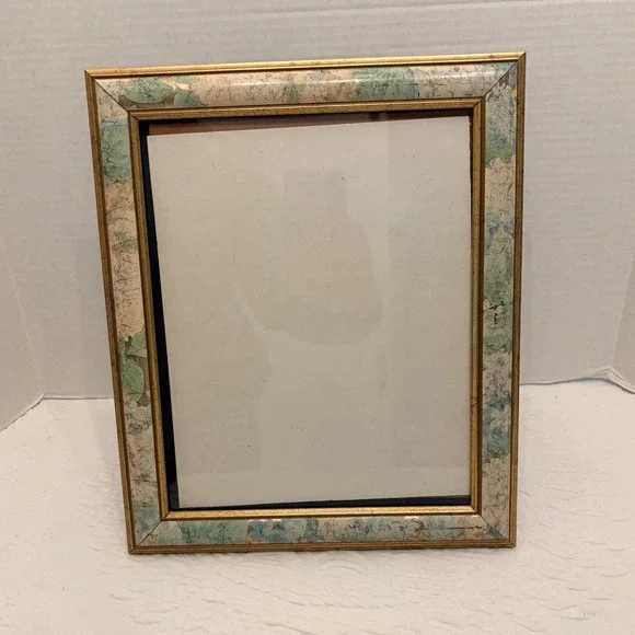 The Fetzer Gallery 8x10 Picture Frame Gold Green Blue Marbled Tabletop Decor