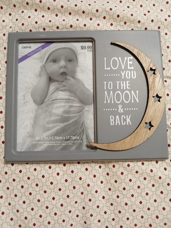 Love You to the Moon & Back Gray and Wood Picture Frame