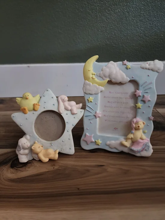 Nursery Star & Moon Pastel Photo Frame Set - Blue