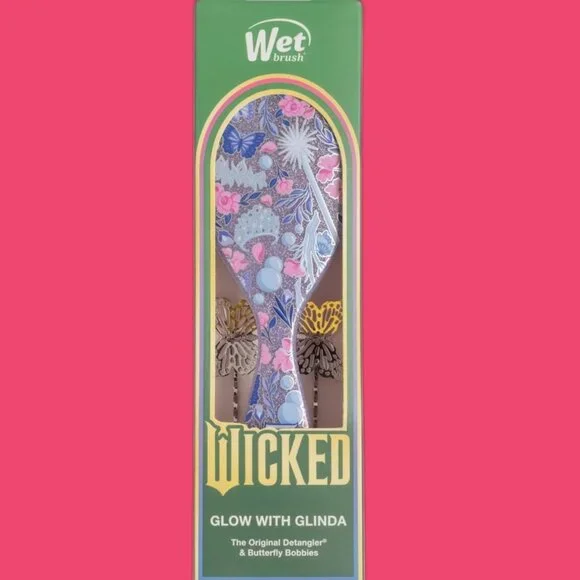 WICKED The Wet Brush GLOW WITH GLINDA And Butterfly Bobbies NEW