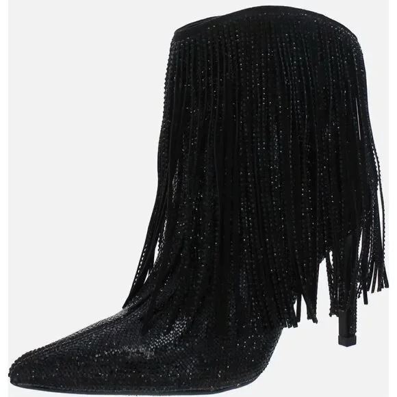 INC Boots Size 5.5 Black Western Ankle‎ Booties Pointed Toe Evening Shoes NEW