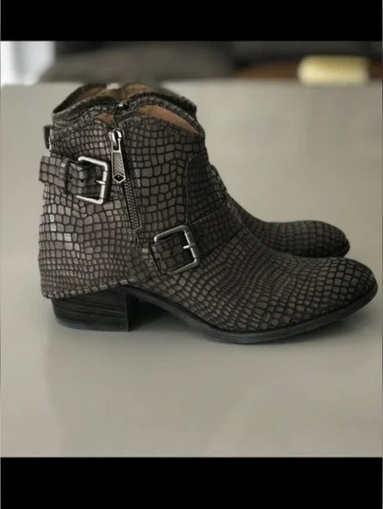 Donald Pliner DALIS Charcoal Python Leather Hooded Ankle Booties 8.5M
