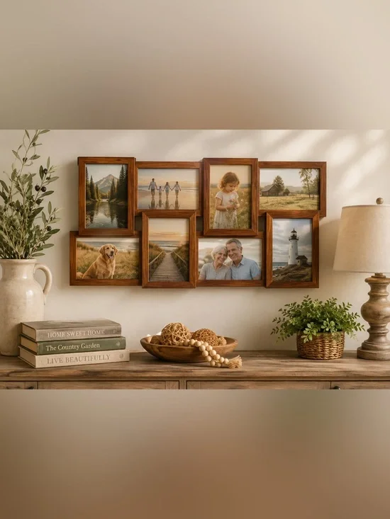 Wood 8-Opening Collage Picture Frame Wall Hanging 23