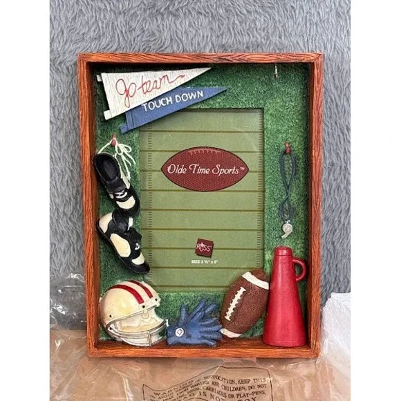 Russ Berrie Olde‎ Time Sports Football Shadowbox Frame Handpainted 3.5x5 14129