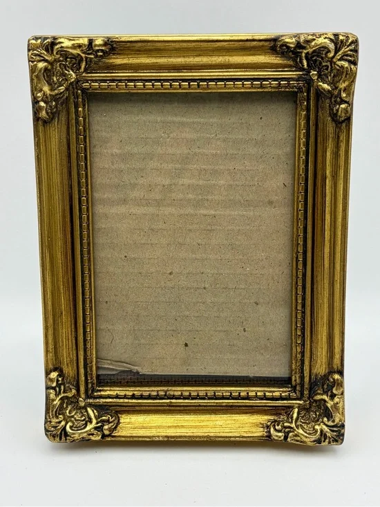Vintage, Fetco Int. Inc., Frame, Wooden, Brass Color, 3 x 4.75 with Glass