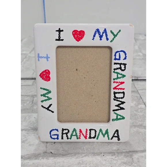 VTG 1988 I Love My Grandma Colorful Ceramic Picture Frame Holds‎ 4x6 Photo