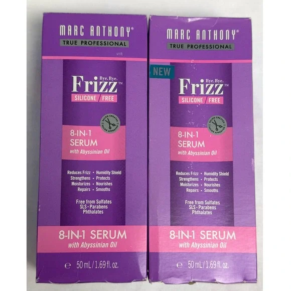Marc Anthony Bye Bye Frizz Silicone Free 8-in-1 Serum‎ Abyssinian Oil 2pk 1.69oz