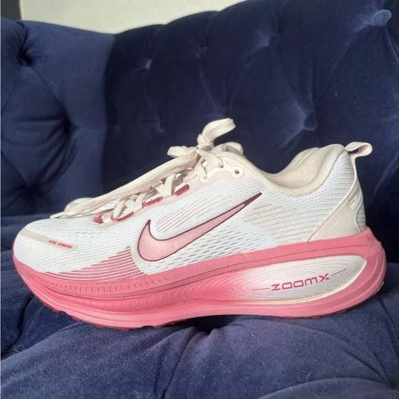 Nike Women’s Pink and White Vomero ZoomX Running Sneakers