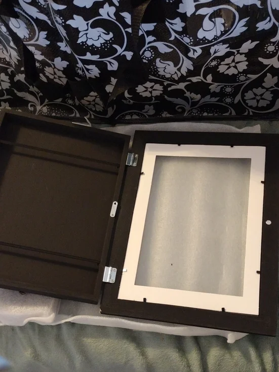 Black Artwork Picture Frame with White Mat - Hinged Display