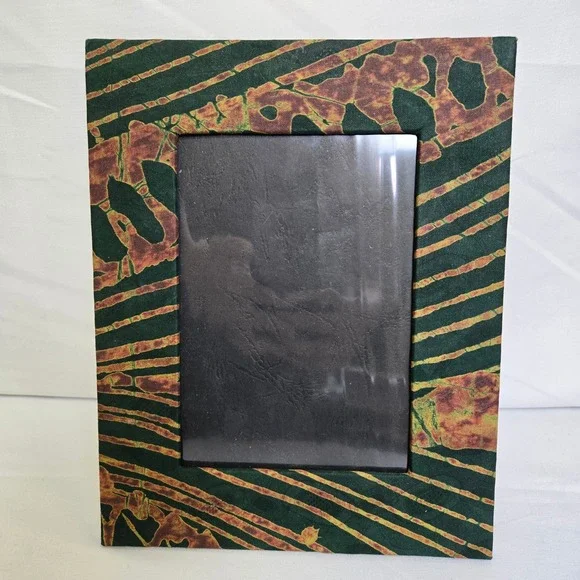 Batik Patterned Fabric Covered Picture Frame, Freestanding, 7.5