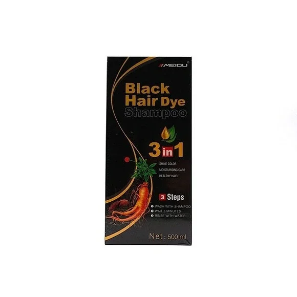 Meidu Black Hair Dye Shampoo 3 in 1 Ginger Extract Natural Black500ml New Sealed