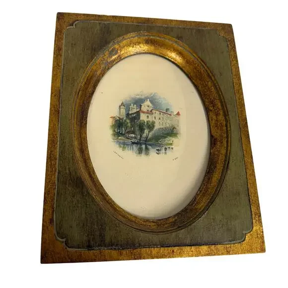 Vintage Framed JMW Turner Litho Vignette Art Print W. Miller Gold Gilt Framed