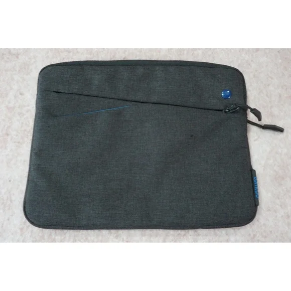 Tomtoc Laptop Sleeve Case Gray Woven 360 Protective Zip Around Pouch Teal Lining
