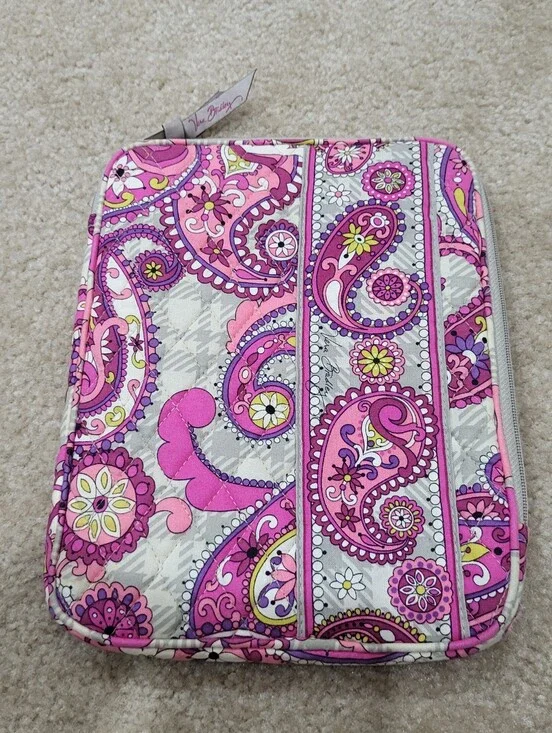 Vera Bradley Paisley Meets Plaid Quilted Tablet Sleeve Case Cover Pink Purple Gr
