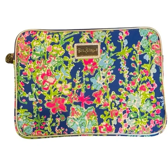 Lilly Pulitzer Blue and Pink Floral Laptop Sleeve