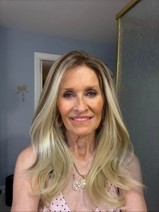 Blonde  lace front Long Layered Women’s Wig - Natural Blonde. Worn for pics only
