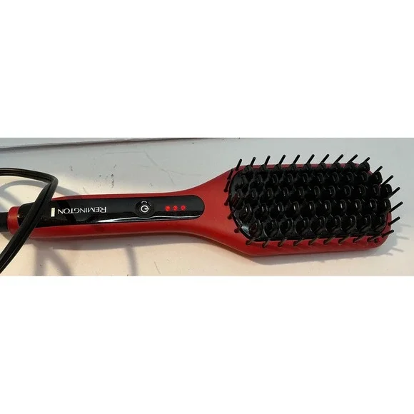 Remington Pro 2-in-1 Heated Straightening Brush Ceramic Red Black‎ Hair Tool