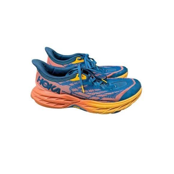 Hoka Women's Speedgoat 5 Blue Orange Trail Running Shoes Size 10 Wide