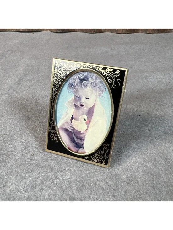 Miniature Picture Frames Photo Frames Black Gold Asian Vintage Tiny 2.5”x2”