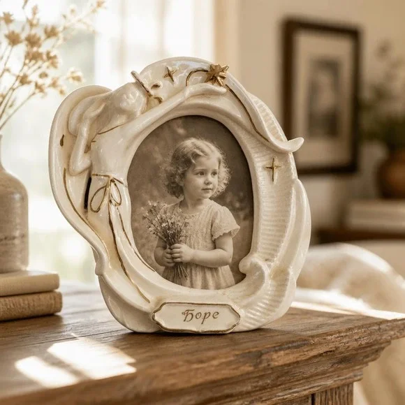 Porcelain Picture Frame Angels from Above by Vanmark Hope Design