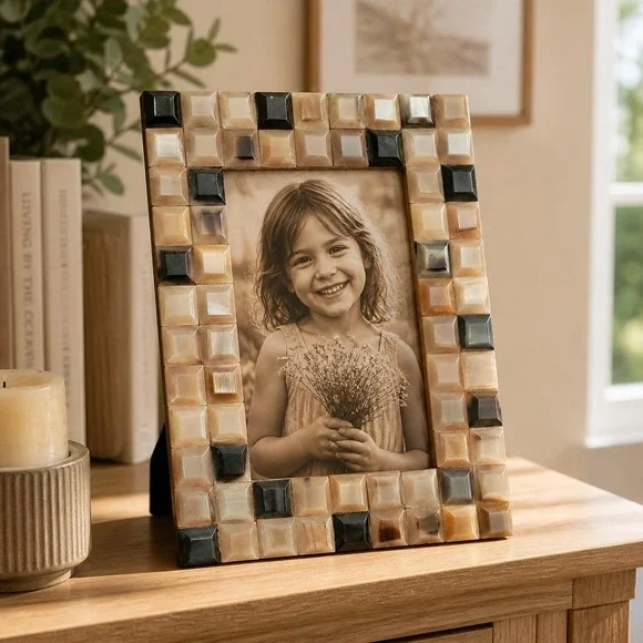 Mosaic Picture Frame Handcrafted in India, 4x6 inch photo