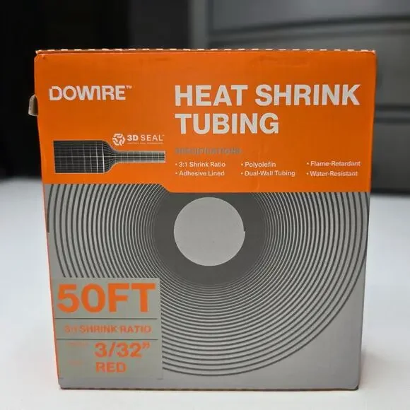 50ft 1/8-inch 31 Ratio Marine Grade Adhesive Lined Heat Shrink Tubing Black‎