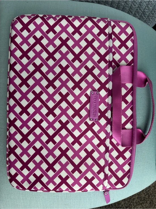 Vera Bradley Pink and White Geometric Laptop Sleeve