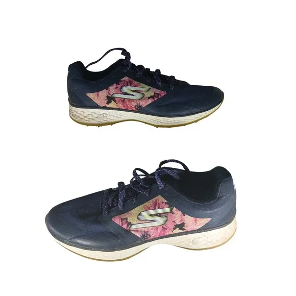 Skechers Go‎ Golf Navy Floral Goga Max Spikeless Shoes 14854 Womens 8