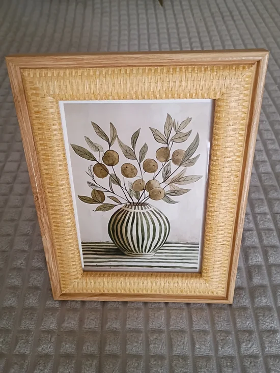 Afuly 5x7 Boho Woven Rattan Style Wood Picture Frame NWT