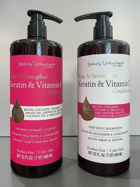 Beauty Untouched Keratin & Vitamin E 32oz Shampoo & Conditioner Set