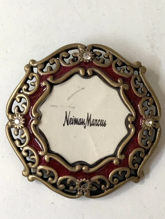 JAY STRONGWATER for Neiman Marcus Round Red Mini Frame Czech Crystals Signed