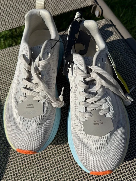 Avia Women's Athletic Running Shoes in Light Gray with Blue and Orange Accents