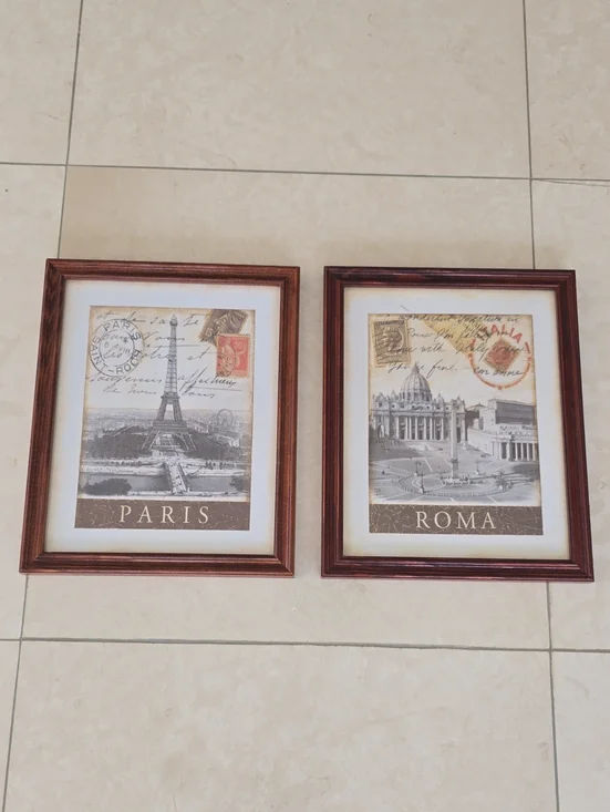 Paris & Rome Framed Wall Art Set - Brown