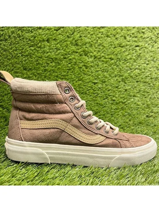 Vans Sk8-Hi MTE Womens Size 7.5 Brown Beige Athletic Suede Skate Shoes Sneakers