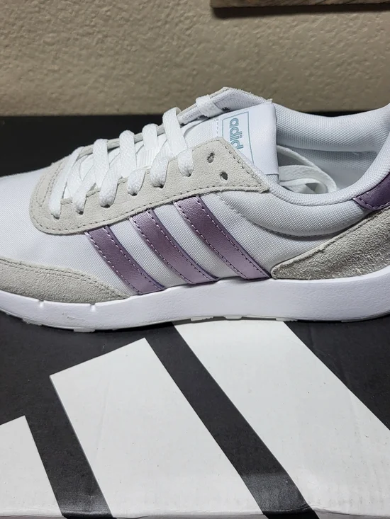 *NEW* Adidas Run 60s 2.0 Women's Low Top Sneakers White/Purple Size 6.5 w/Tags