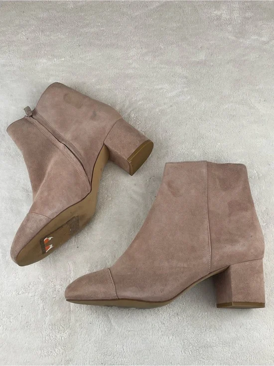 Halogen Mauve Taupe Suede Block Heel Ankle Boots