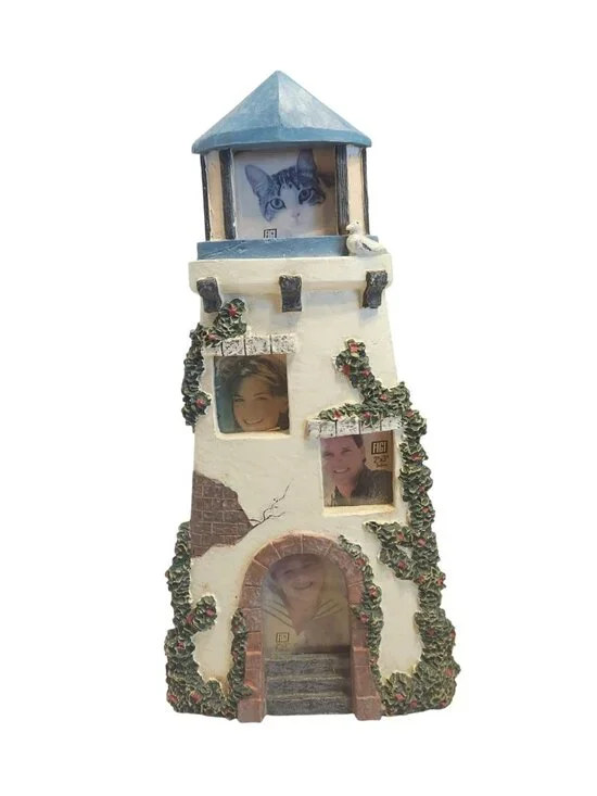Figi Lighthouse-Themed 3-Photo Resin Frame With Easel Back Holds 2