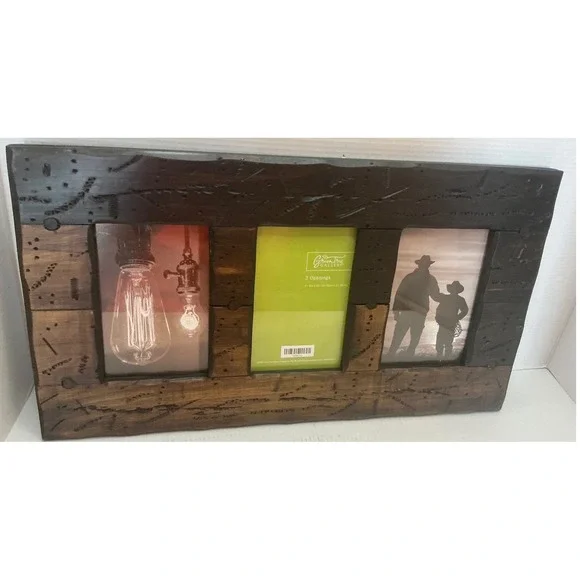 Hobby Lobby Green Tree Gallery 3 Opening Rustic Wood Collage Frame 4x6 Western