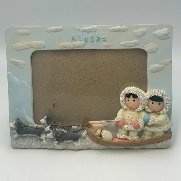 Alaska Dog Sled Husky Eskimo Kids Snow 4'' x 6'' Picture Frame Vintage 3D Cruise