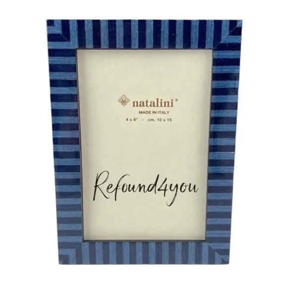 Natalini - ‘Blue Stripes’ Wood Picture Frame. 4” x 6”.  NWT.